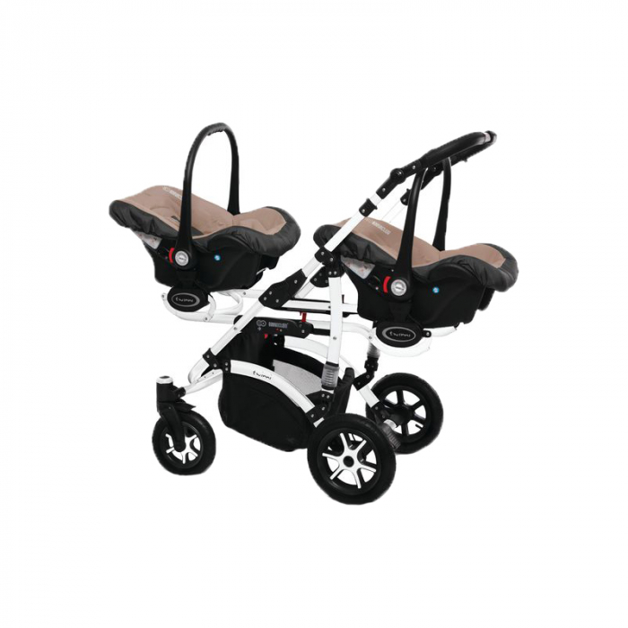 Carucior 3 in 1 pentru gemeni BabyActive Twinni CGBA-1M-1, Maro [3]