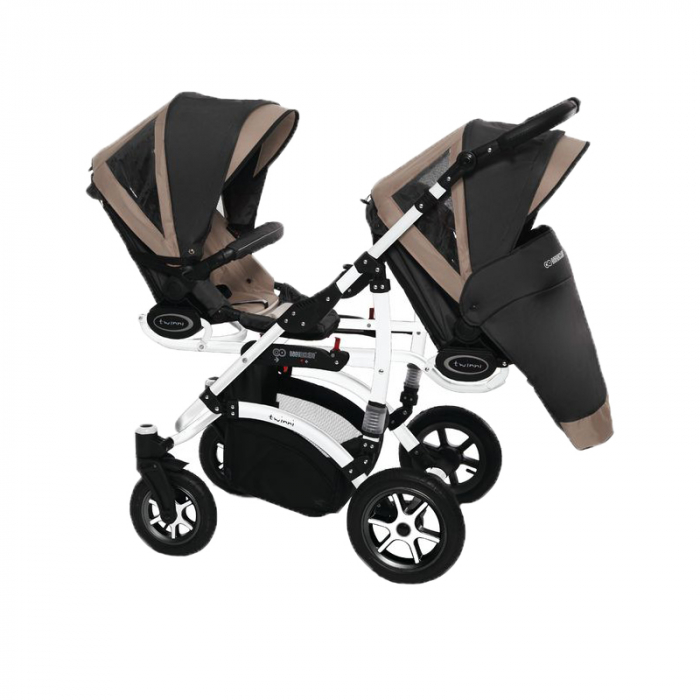 Carucior 3 in 1 pentru gemeni BabyActive Twinni CGBA-1M-1, Maro [2]