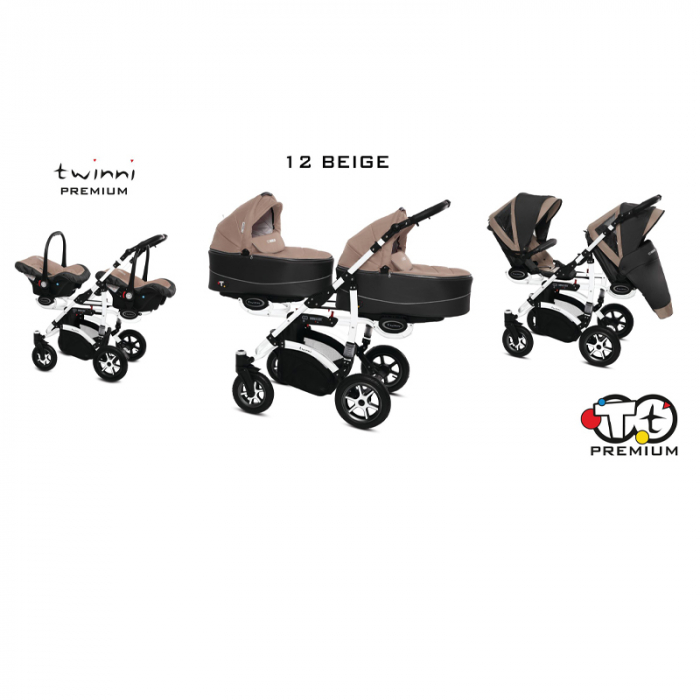 Carucior 3 in 1 pentru gemeni BabyActive Twinni CGBA-1M-1, Maro [5]