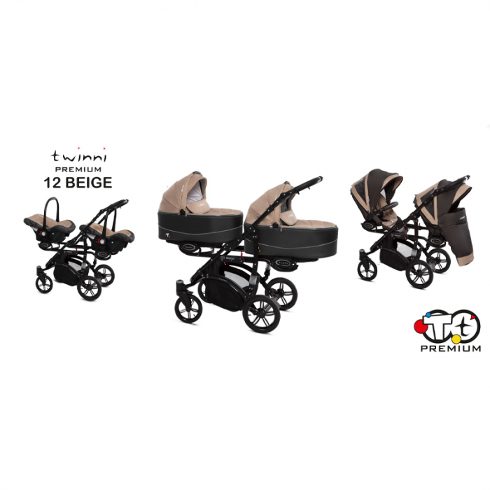 Carucior 3 in 1 pentru gemeni BabyActive Twinni CGBA-1M-2, Bej [2]