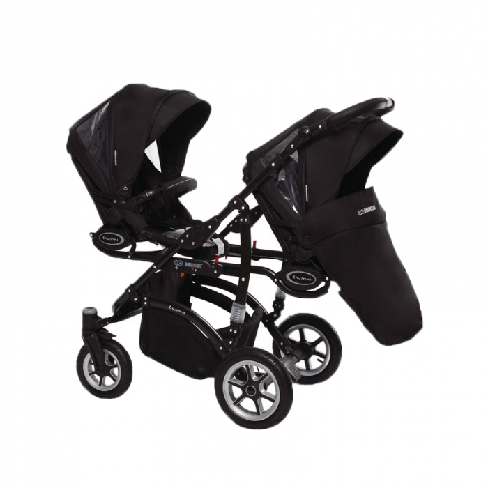 Carucior 3 in 1 pentru gemeni BabyActive Twinni CGBA-1N-1, Negru [2]