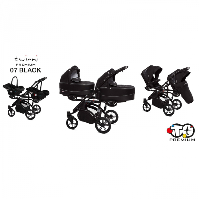Carucior 3 in 1 pentru gemeni BabyActive Twinni CGBA-1N-1, Negru [5]