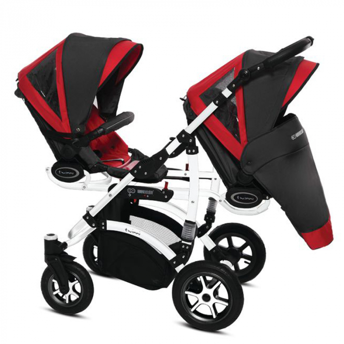 Carucior 3 in 1 pentru gemeni BabyActive Twinni TWTT-4, Rosu [3]