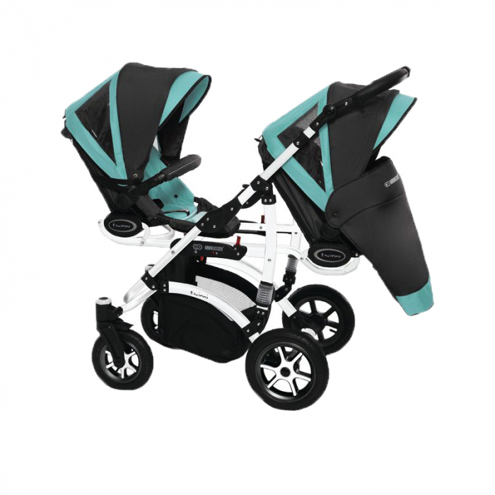 Carucior 3 in 1 pentru gemeni BabyActive Twinni CGBA-1V-1, Turcoaz [2]
