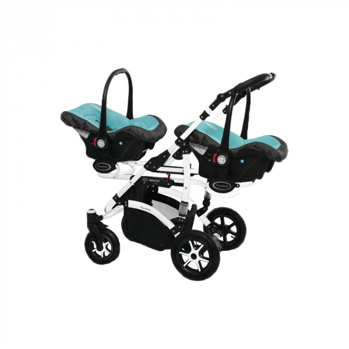 Carucior 3 in 1 pentru gemeni BabyActive Twinni CGBA-1V-1, Turcoaz [3]