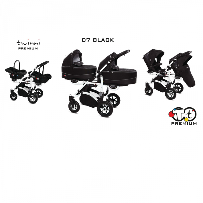 Carucior 3 in 1 pentru gemeni BabyActive Twinni TWTT-3, Negru [5]