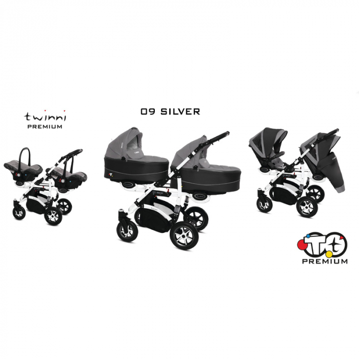 Carucior 3 in 1 pentru gemeni BabyActive Twinni TWTT-5, Gri [5]