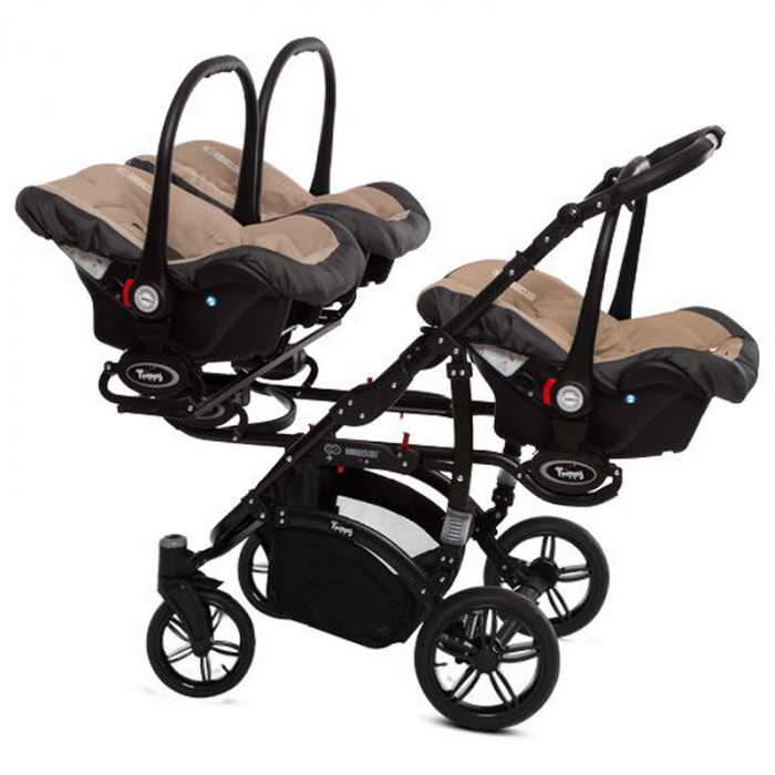 Carucior 3 in 1 pentru tripleti BabyActive Trippy TWN-06, Bej [3]