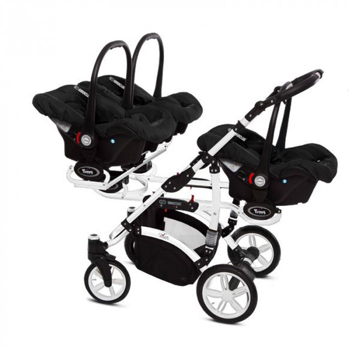 Carucior 3 in 1 pentru tripleti BabyActive Trippy TWN-02, Negru [3]