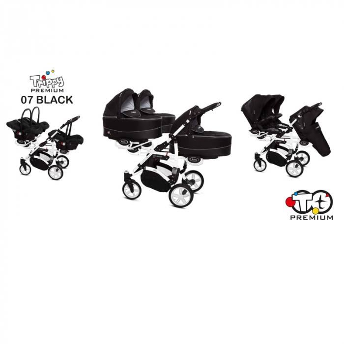 Carucior 3 in 1 pentru tripleti BabyActive Trippy TWN-02, Negru [9]