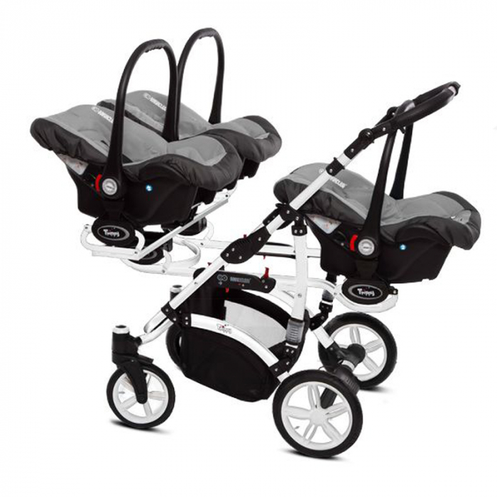 Carucior 3 in 1 pentru tripleti BabyActive Trippy TWN-03G, Gri [2]