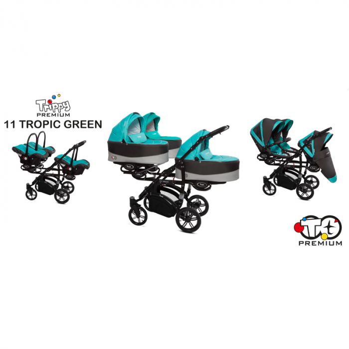 Carucior 3 in 1 pentru tripleti BabyActive Trippy TWN-05, Albastru [9]