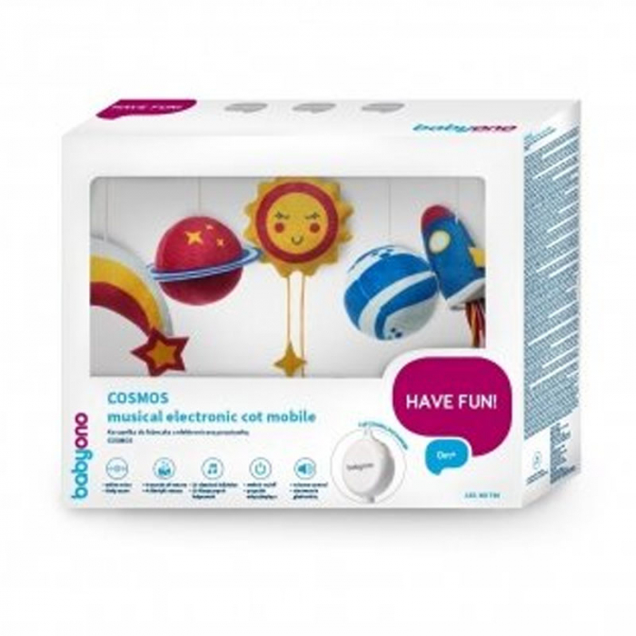 Carusel muzical cu bloc electronic pentru patut BabyOno Cosmos 794, Multicolor [6]