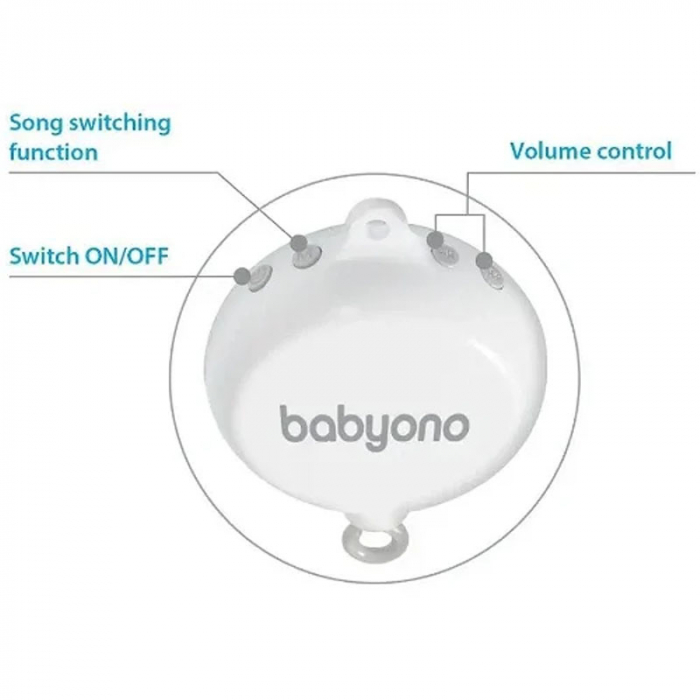 Carusel muzical cu bloc electronic pentru patut BabyOno Cosmos 794, Multicolor [5]