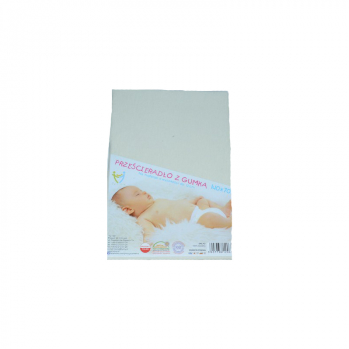 Cearceaf cu elastic pentru saltea 140 x 70 x 12 cm Ty i My 065-02C, Crem [2]