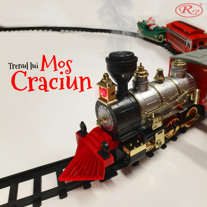 Circuit Tren Electric cu lumini, sunete realistice si abur, 400cm, 29 piese, TR1018 [5]