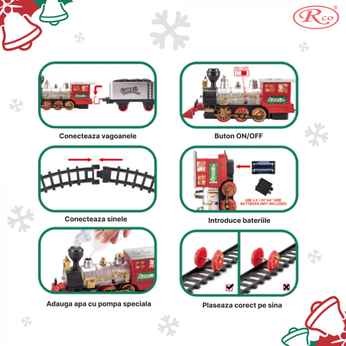 Circuit Tren Electric cu lumini, sunete realistice si abur, 400cm, 29 piese, TR1018 [7]