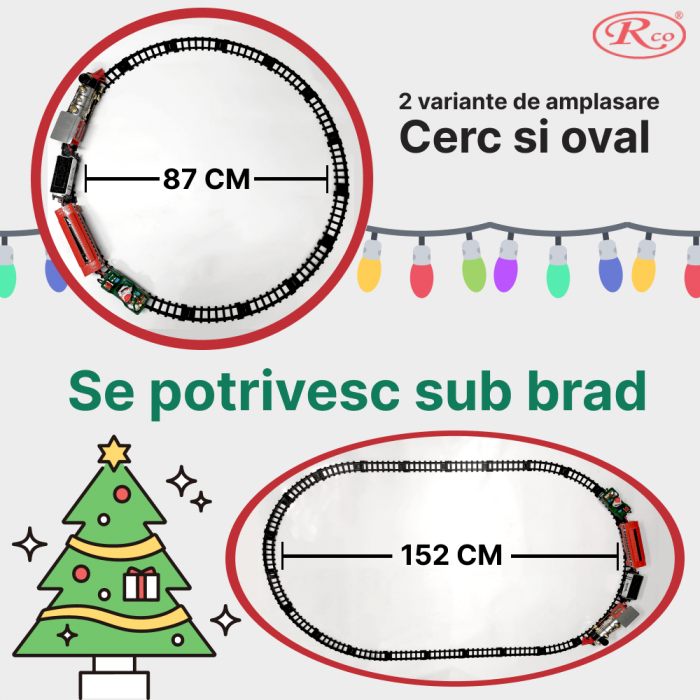Circuit Tren Electric cu lumini, sunete realistice si abur, 400cm, 29 piese, TR1018 [6]
