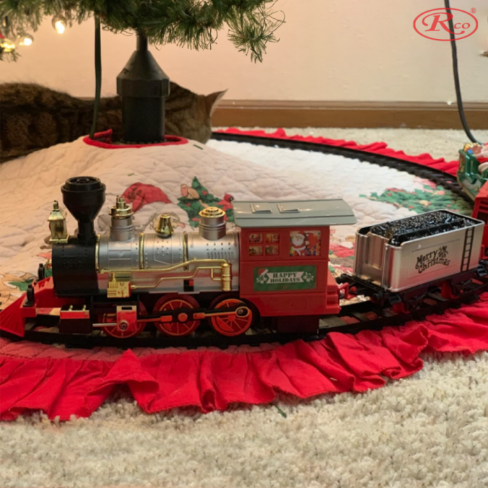 Circuit Tren Electric cu lumini, sunete realistice si abur, 400cm, 29 piese, TR1018 [1]