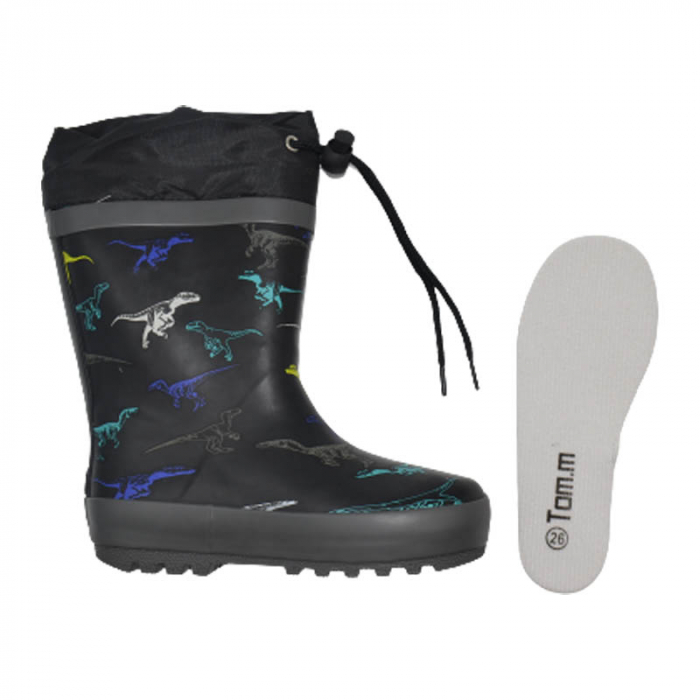 Cizme captusite din cauciuc pentru baieti Tom Miki T-10587-B, Negru [3]