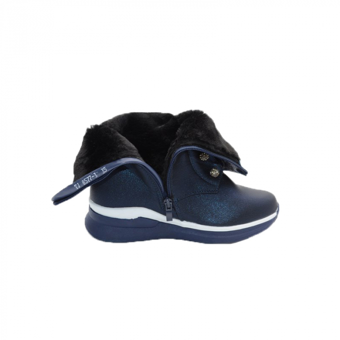 Cizme imblanite pentru fete Bessky TJ8577-3-32, Bleumarin [4]