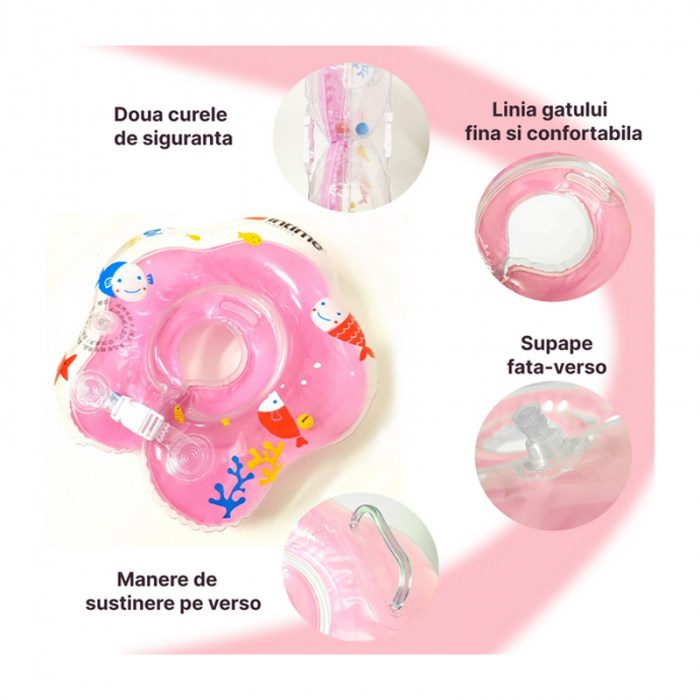 Colac de inot pe gat, pentru copii Mini Junior YT076-B, Roz [2]
