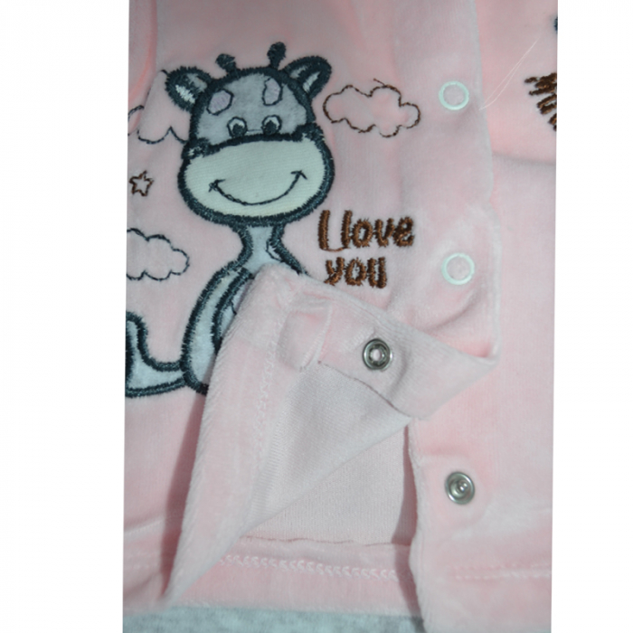 Compleu 3 piese bluza cu maneca lunga, caciula si  pantaloni pentru fete Nana 20541, Roz [5]