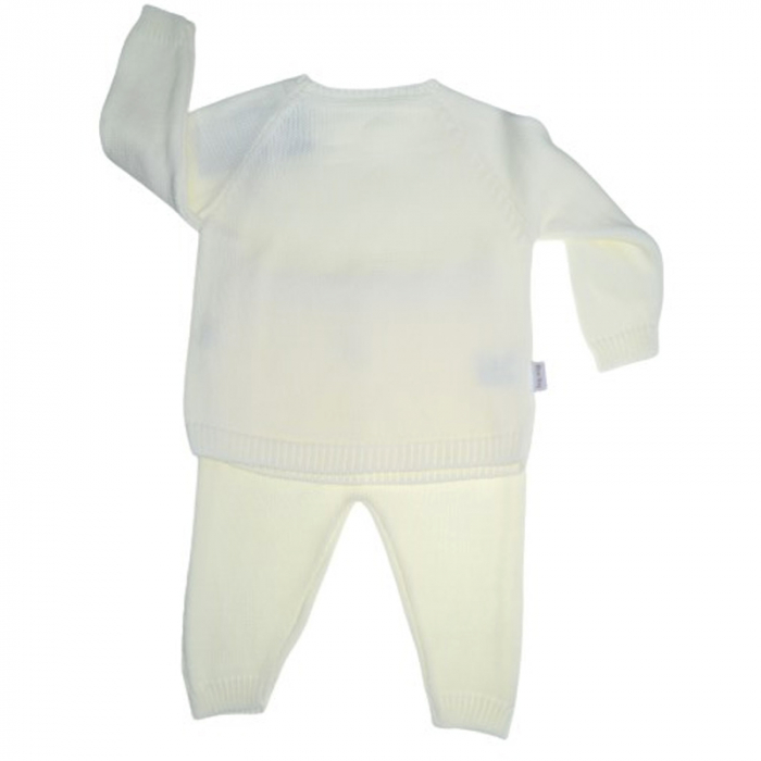 Compleu tricotat 2 piese bluza cu maneca lunga si pantaloni pentru copii Sevgi SVR1411C, Crem [3]