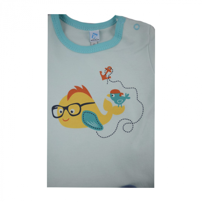 Compleu 2 piese de vara pentru baieti Koala Wielorybek 04-335_68 cm, Turcoaz [3]