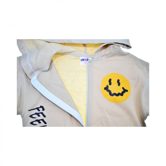 Compleu 2 piese pantaloni lungi si jacheta cu fermoar pentru baieti Mini Junior COMP-3456, Bej - [6]