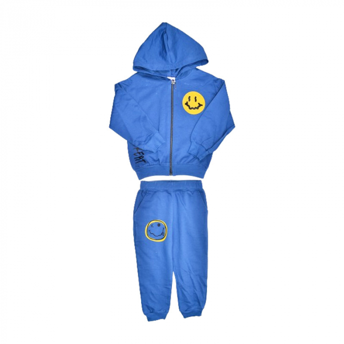 Compleu 2 piese pantaloni lungi si jacheta cu fermoar pentru baieti Mini Junior COMP-TRMJ3, Albastru [1]