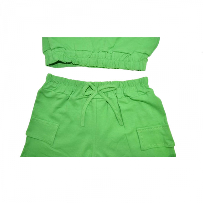 Compleu 2 piese pantaloni scurti si maiou pentru fete Mini Junior MJ-07, Verde524-19, Fucsia [2]