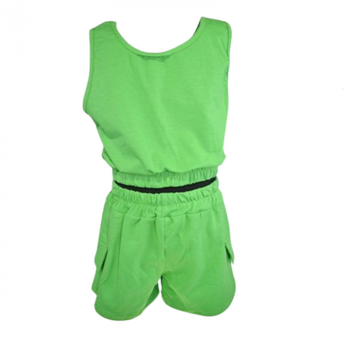Compleu 2 piese pantaloni scurti si maiou pentru fete Mini Junior MJ-07, Verde524-19, Fucsia [5]