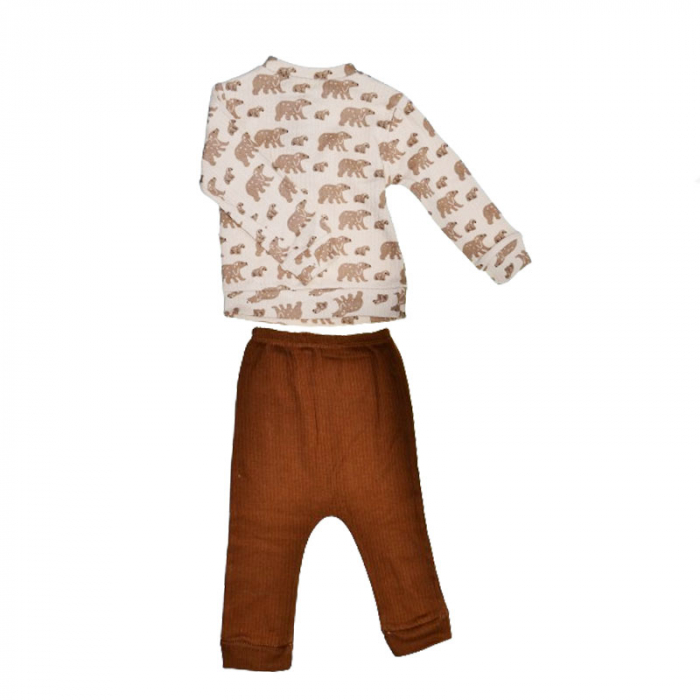 Compleu 2 piese pantaloni si bluza pentru baieti Mini Junior CMPMJ-1, Maro [2]