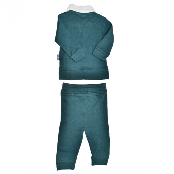 Compleu 3 piese pantaloni, papion si cardigan pentru baieti Mini Junior COMP-MJ17, Verde [2]