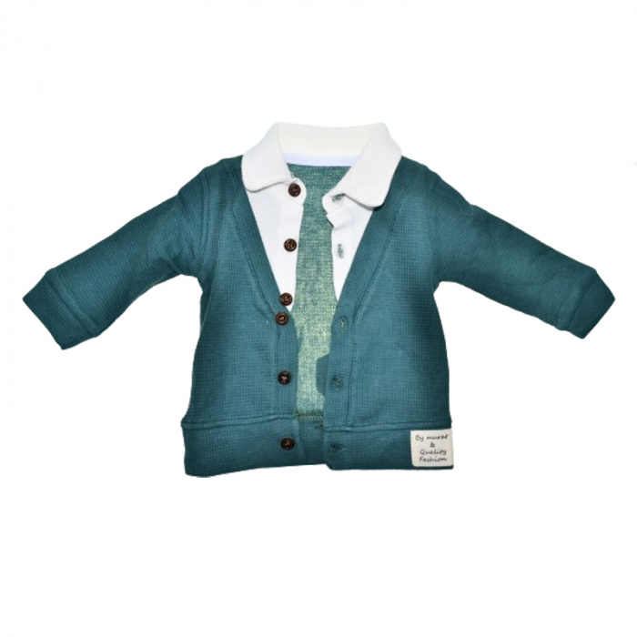 Compleu 3 piese pantaloni, papion si cardigan pentru baieti Mini Junior COMP-MJ17, Verde [3]
