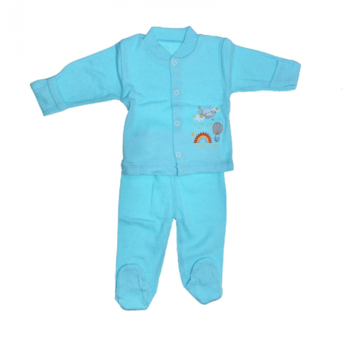 Compleu 2 piese pantaloni si bluza pentru bebelusi Mini Junior CMPMJ-115-5, Turcoaz [1]