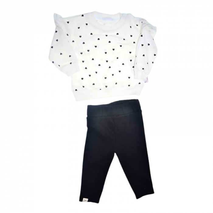 Compleu 2 piese, pantaloni si bluza pentru fete, Mini Junior 9193FN, Negru [1]