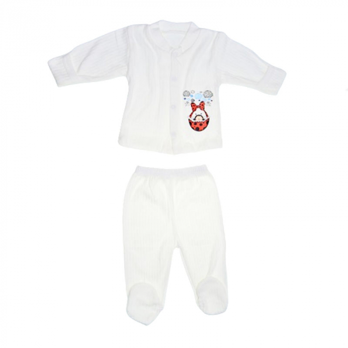 Compleu 2 piese pantaloni si bluza pentru fete Mini Junior CMPMJ-115, Alb [1]