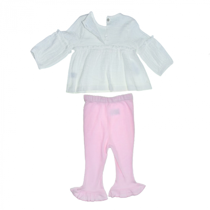 Compleu 2 piese pantaloni si bluza pentru fete Mini Junior COMP-782, Alb [2]
