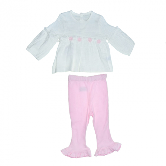Compleu 2 piese pantaloni si bluza pentru fete Mini Junior COMP-782, Alb [1]