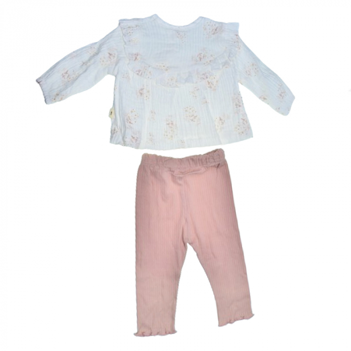 Compleu 2 piese pantaloni si bluza pentru fete Mini Junior COMP-786, Roz [2]