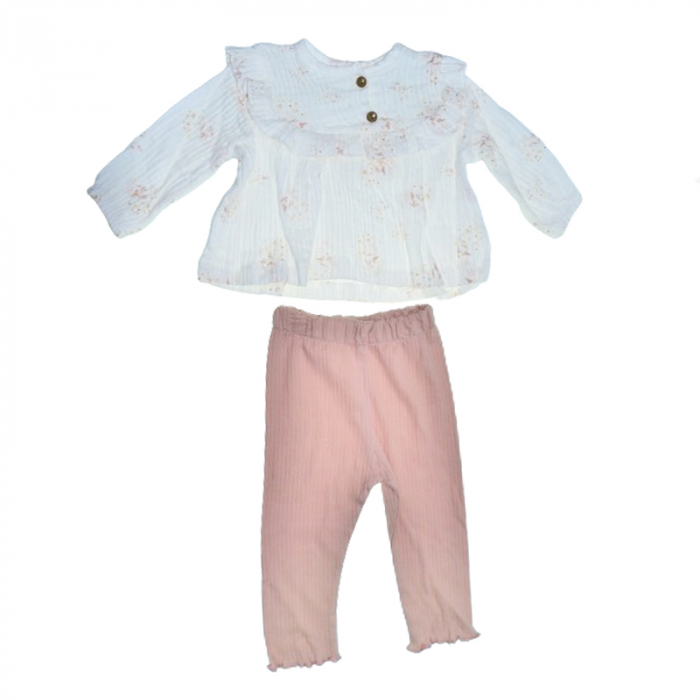 Compleu 2 piese pantaloni si bluza pentru fete Mini Junior COMP-786, Roz [1]