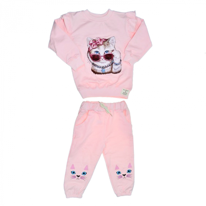 Compleu 2 piese pantaloni si bluza pentru fete Mini Junior COMP-MJ14, Roz [1]
