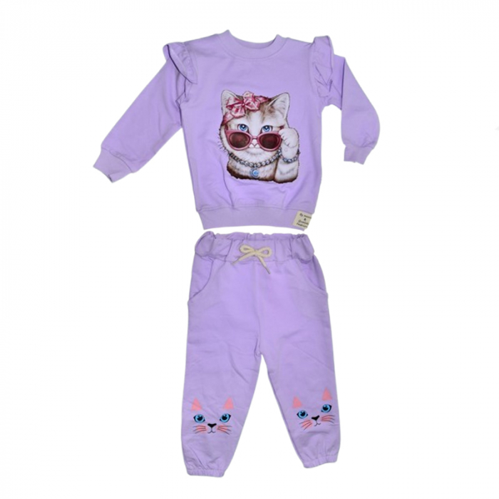 Compleu 2 piese pantaloni si bluza pentru fete Mini Junior SETMJ-30, Mov [1]