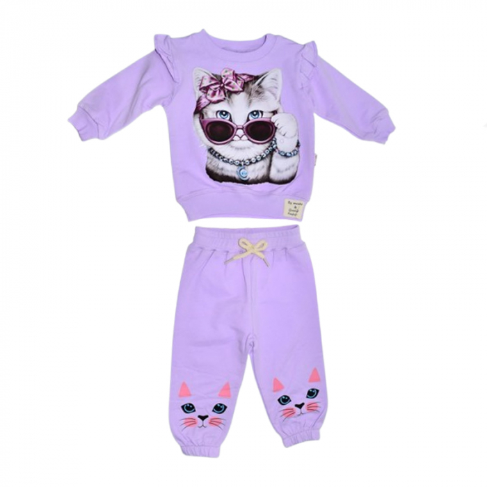 Compleu 2 piese pantaloni si bluza pentru fete Mini Junior SETMJ-31, Mov [1]