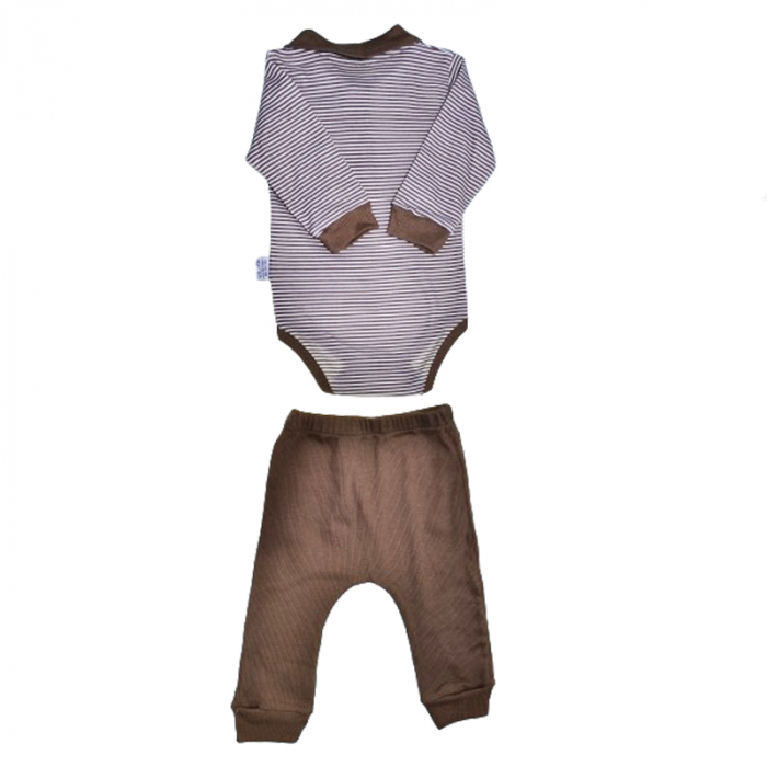 Compleu 2 piese pantaloni si body pentru baieti Mini Junior COMP-MJ18, Maro [2]