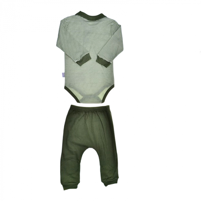Compleu 2 piese pantaloni si body pentru baieti Mini Junior SETMJ-22, Verde [2]