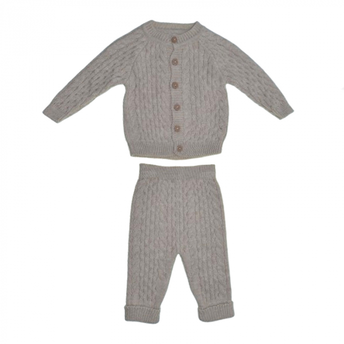 Compleu 2 piese pantaloni si cardigan pentru baieti Mini Junior COMP-7806, Bej [1]