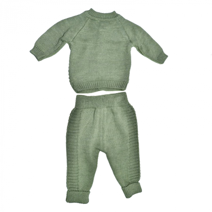 Compleu 2 piese pantaloni si cardigan pentru baieti Mini Junior COMP-MJ23, Verde [2]